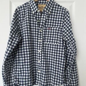 Hollister Blue and White Casual Button Down Shirt